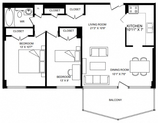 Floor plan layout diagram for 2D